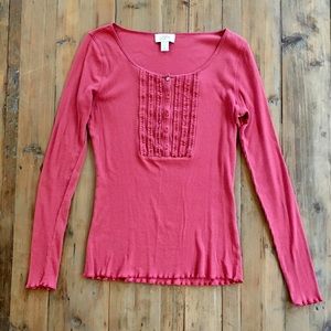 LOFT Coral Long Sleeve Tee Size Small